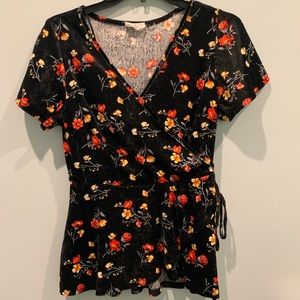 Sienna Sky black velvet top with flowers